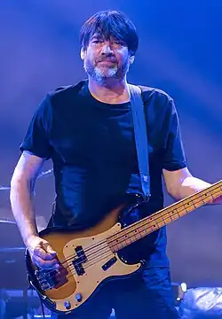 James performing with Blur in 2023