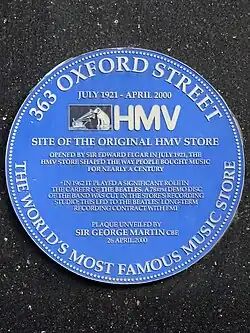 Plaque of London Office where EMI first heard Beatles demoes